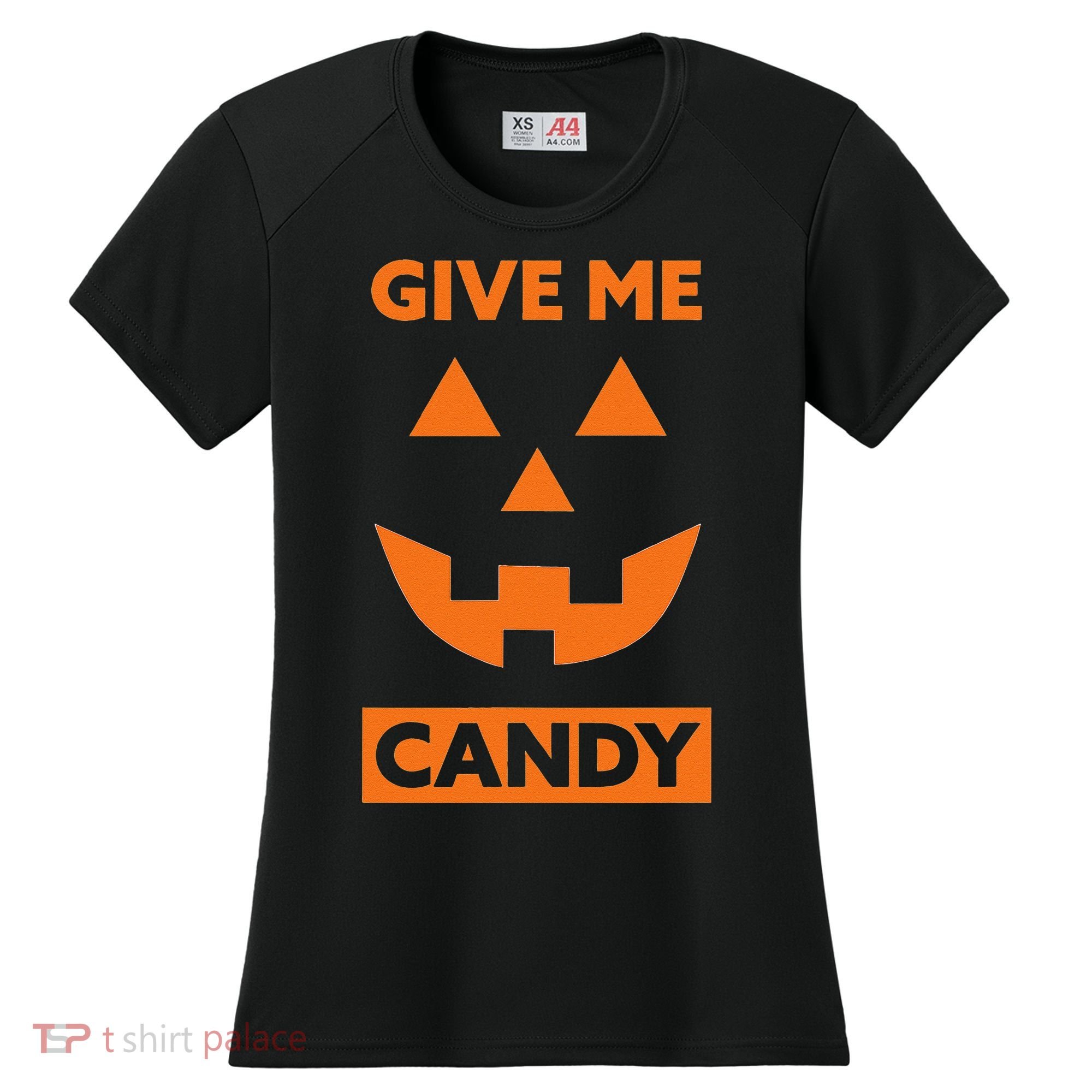 Give Me Candy Jack O Lantern Pumpkin Halloween Women's Cooling Performance Crew T-Shirt