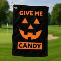Give Me Candy Jack O Lantern Pumpkin Halloween Golf Towel thumb 1