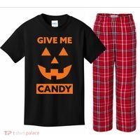 Give Me Candy Jack O Lantern Pumpkin Halloween Kids Plaid Pajama Set thumb 0