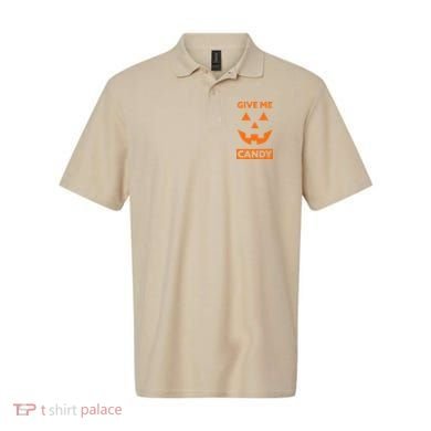 Give Me Candy Jack O Lantern Pumpkin Halloween Polo