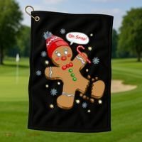 Gingerbread Man Cookie XMas Oh Snap Funny Cute Christmas Golf Towel thumb 1