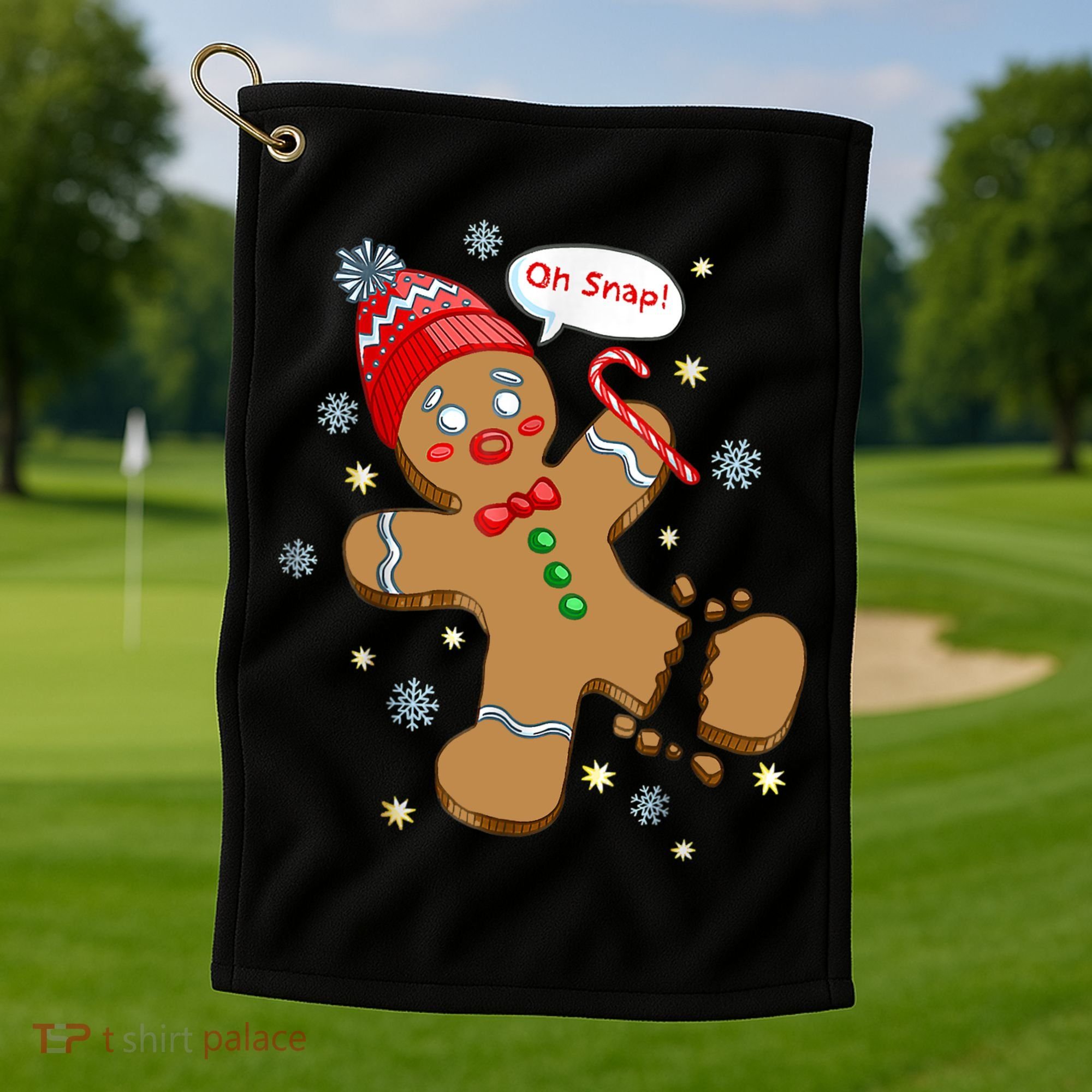 Gingerbread Man Cookie XMas Oh Snap Funny Cute Christmas Golf Towel