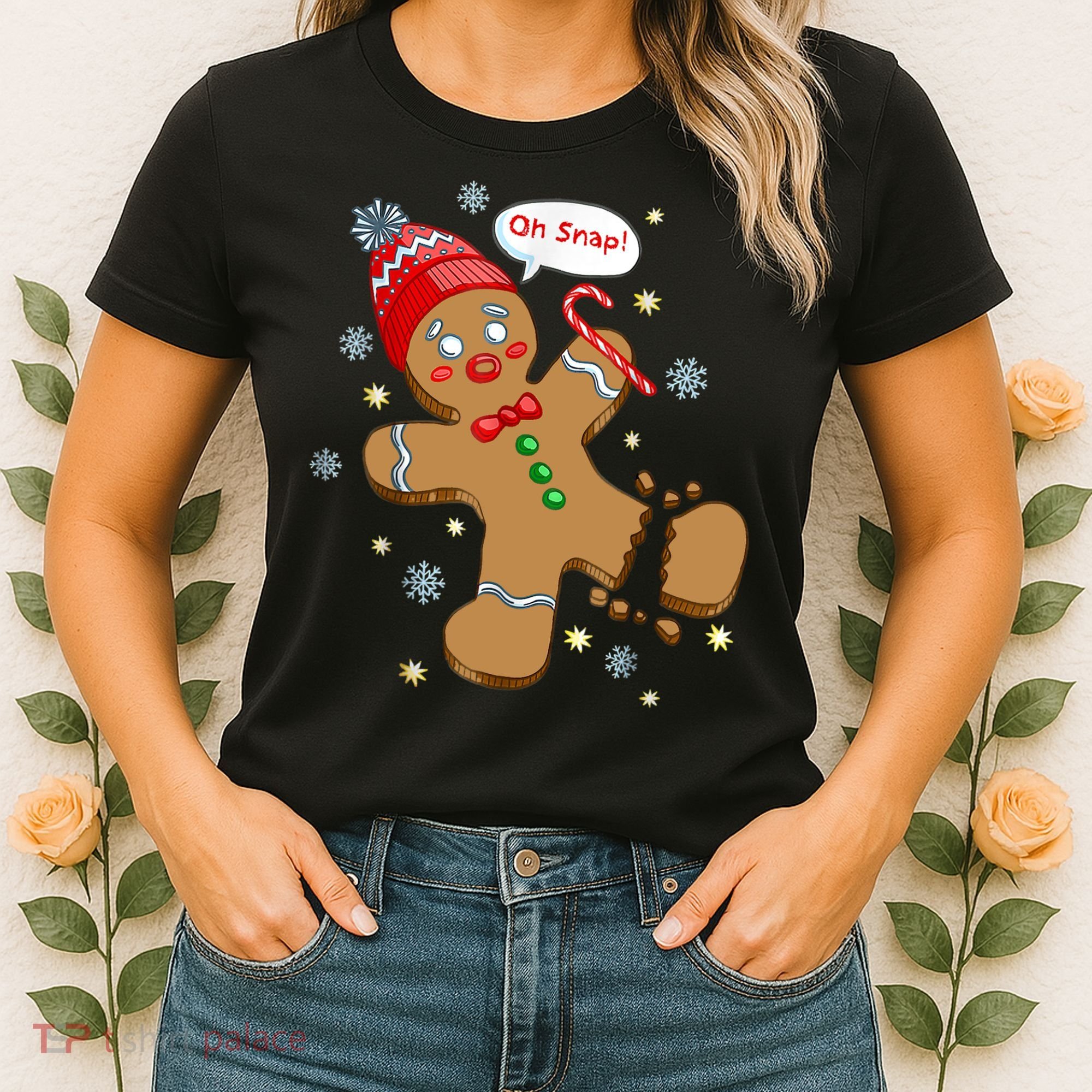 Gingerbread Man Cookie XMas Oh Snap Funny Cute Christmas Women's T-Shirt