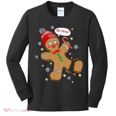 Gingerbread Man Cookie XMas Oh Snap Funny Cute Christmas Kids Long Sleeve Shirt