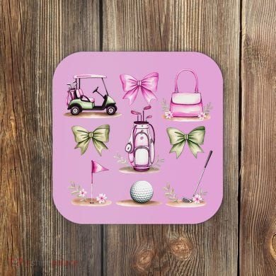 Golf Mom Coquette Bow Golfer Golf Lovers Golf Player Mom Coaster