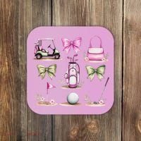 Golf Mom Coquette Bow Golfer Golf Lovers Golf Player Mom Coaster thumb 0