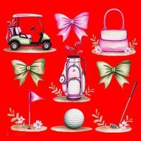 Golf Mom Coquette Bow Golfer Golf Lovers Golf Player Mom Santa Hat thumb 1