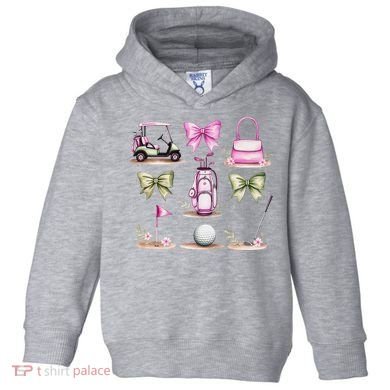 Golf Mom Coquette Bow Golfer Golf Lovers Golf Player Mom Toddler Hoodie