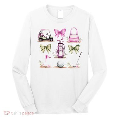 Golf Mom Coquette Bow Golfer Golf Lovers Golf Player Mom Long Sleeve Shirt