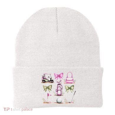 Golf Mom Coquette Bow Golfer Golf Lovers Golf Player Mom Beanie