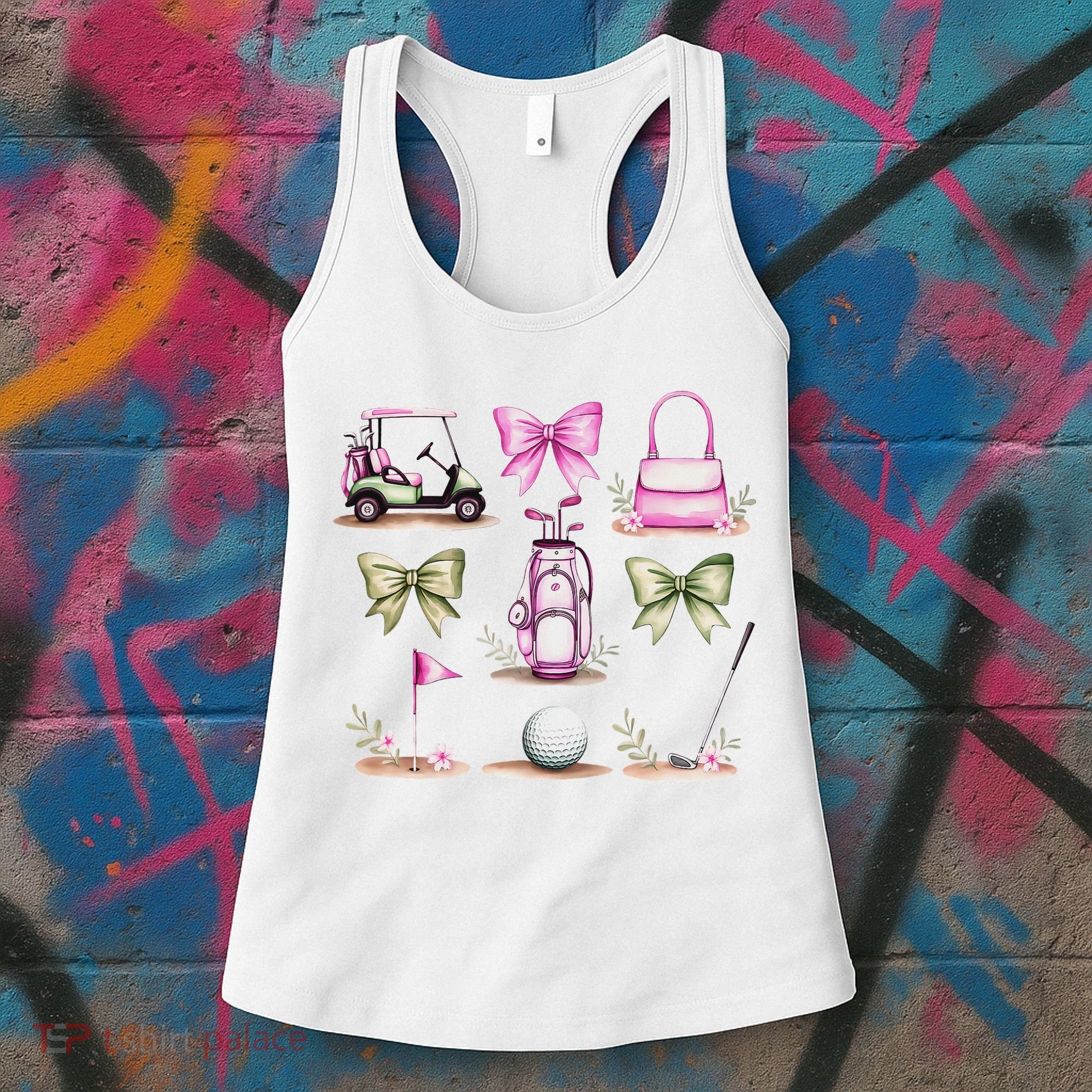 Golf Mom Coquette Bow Golfer Golf Lovers Golf Player Mom Women's Tank Top
