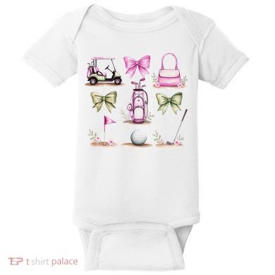 Golf Mom Coquette Bow Golfer Golf Lovers Golf Player Mom Baby Bodysuit