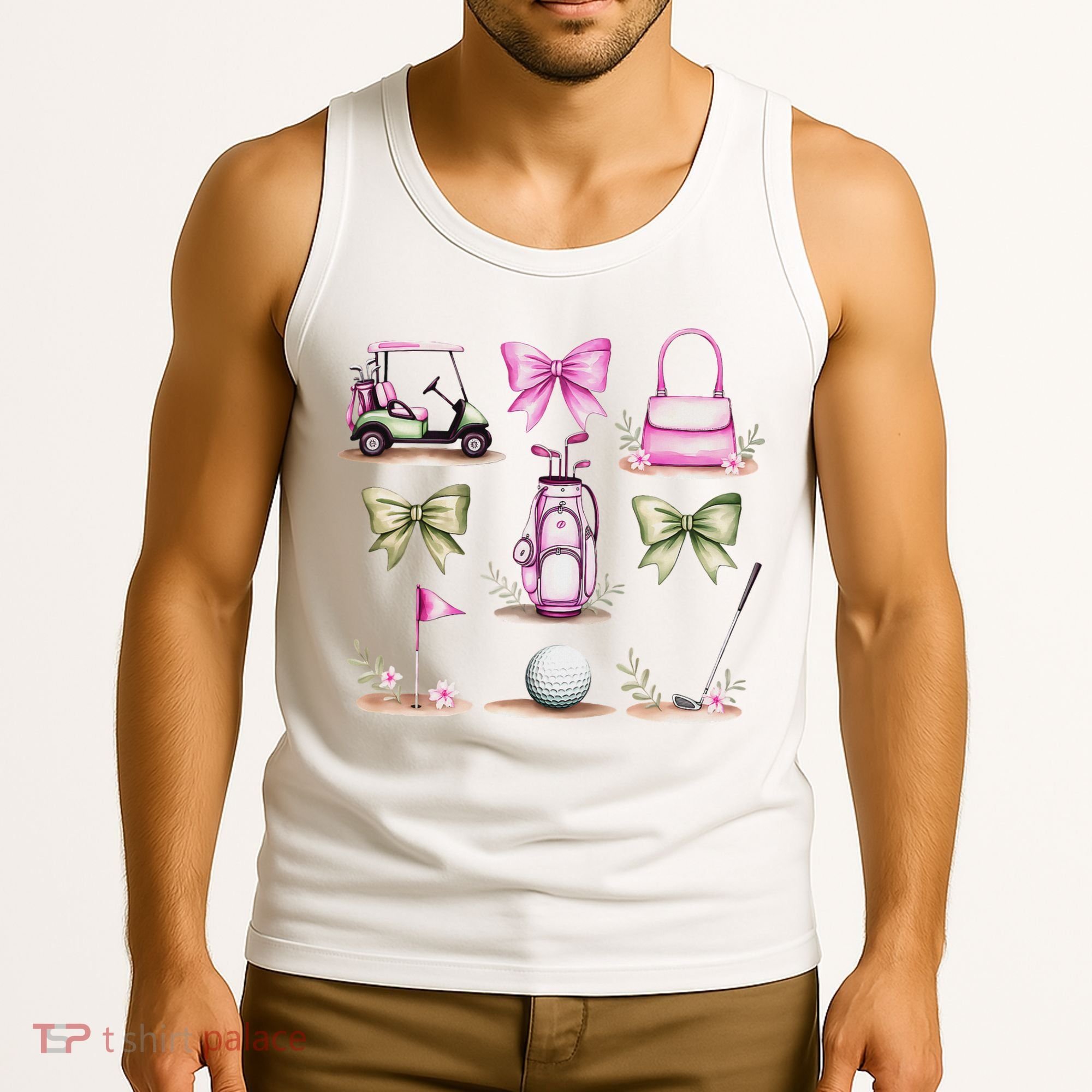 Golf Mom Coquette Bow Golfer Golf Lovers Golf Player Mom Tank Top