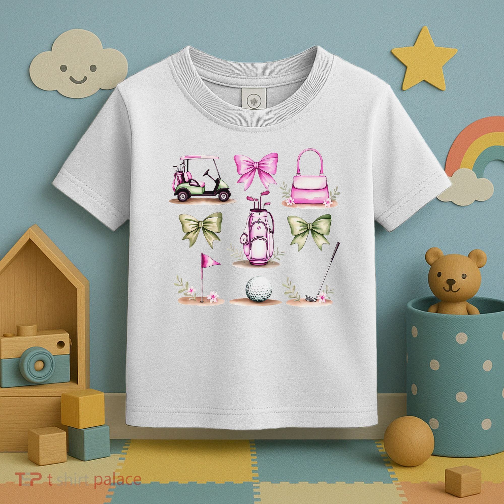 Golf Mom Coquette Bow Golfer Golf Lovers Golf Player Mom Toddler T-Shirt