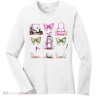 Golf Mom Coquette Bow Golfer Golf Lovers Golf Player Mom Women's Long Sleeve Shirt