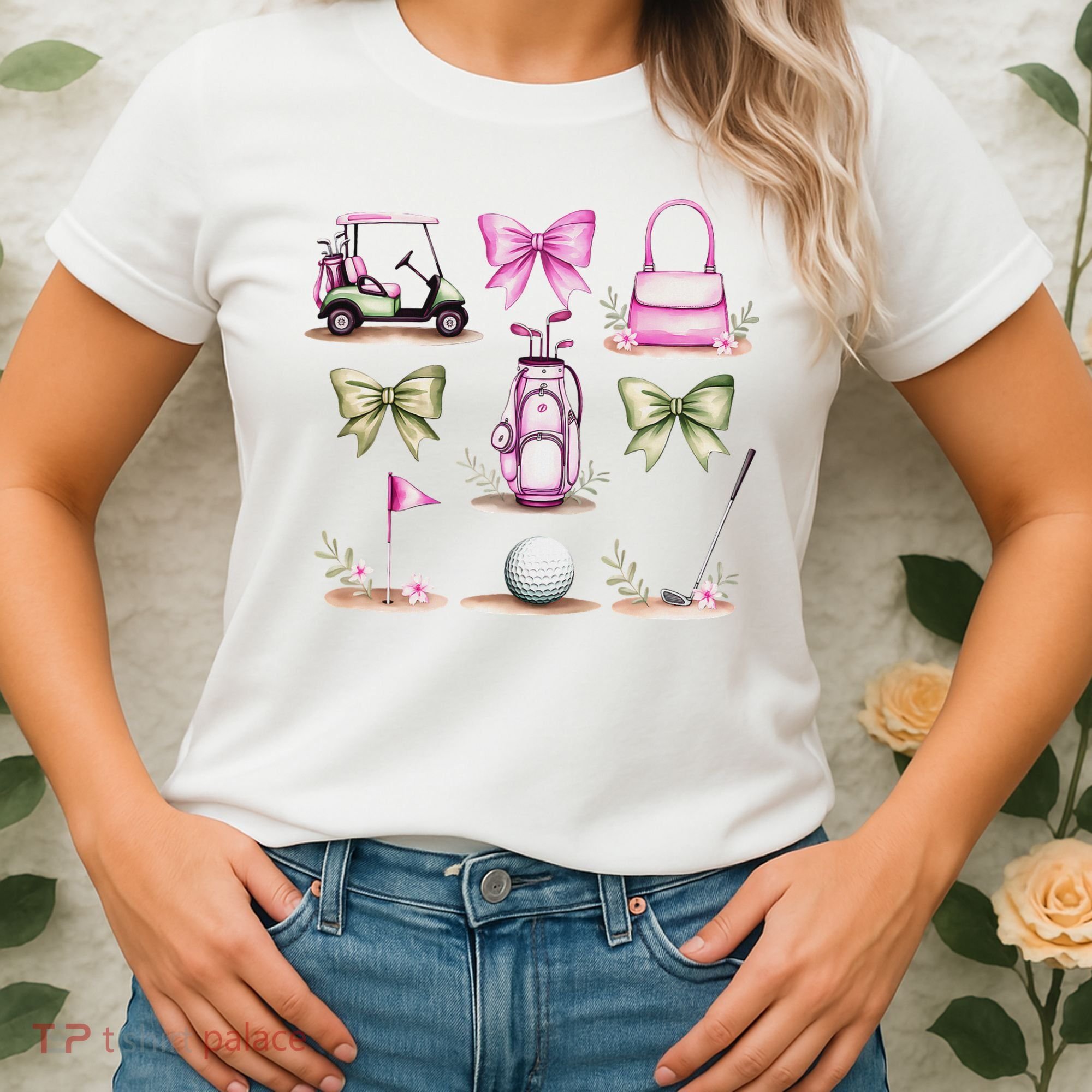 Golf Mom Coquette Bow Golfer Golf Lovers Golf Player Mom Women's T-Shirt