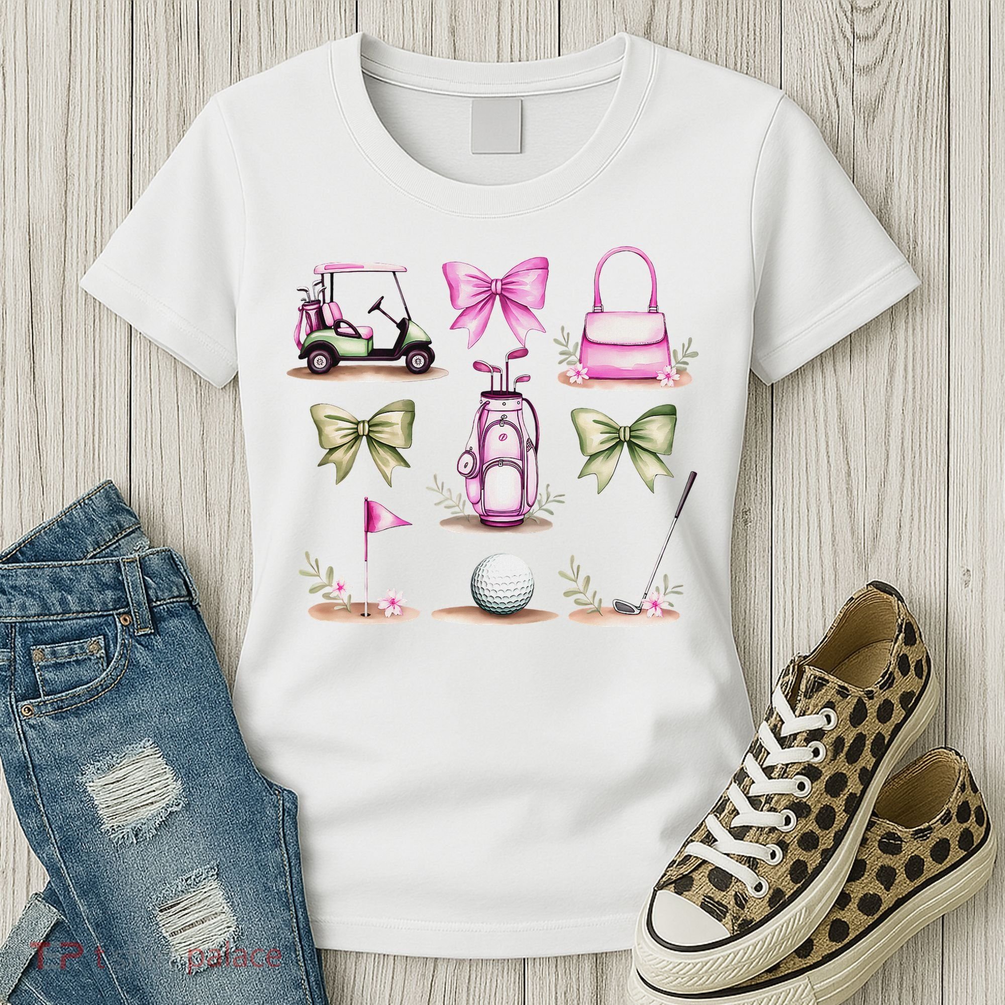 Golf Mom Coquette Bow Golfer Golf Lovers Golf Player Mom Women's T-Shirt