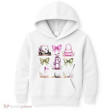 Golf Mom Coquette Bow Golfer Golf Lovers Golf Player Mom Kids Hoodie