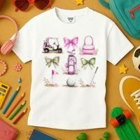 Golf Mom Coquette Bow Golfer Golf Lovers Golf Player Mom Kids T-Shirt thumb 3
