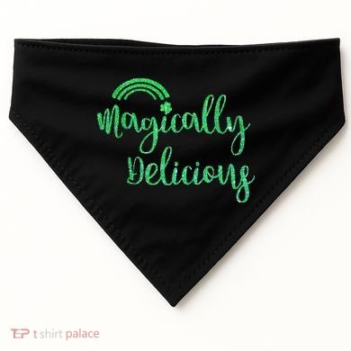 Glitter Magically Delicious Rainbow Shamrock St Patrick's USA-Made Doggie Bandana