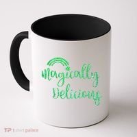 Glitter Magically Delicious Rainbow Shamrock St Patrick's Coffee Mug thumb 0