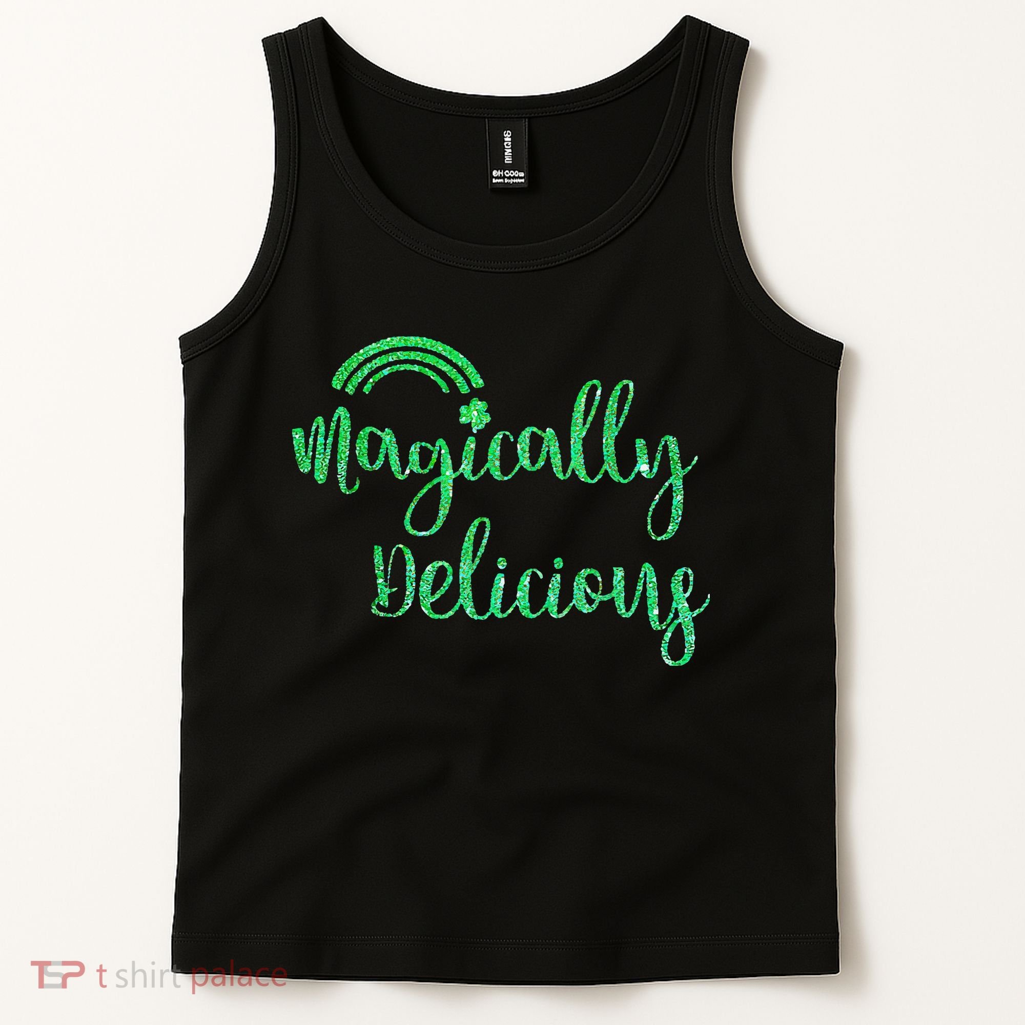 Glitter Magically Delicious Rainbow Shamrock St Patrick's Tank Top