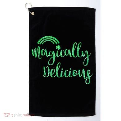 Glitter Magically Delicious Rainbow Shamrock St Patrick's Golf Towel