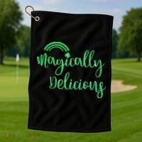 Glitter Magically Delicious Rainbow Shamrock St Patrick's Golf Towel thumb 1