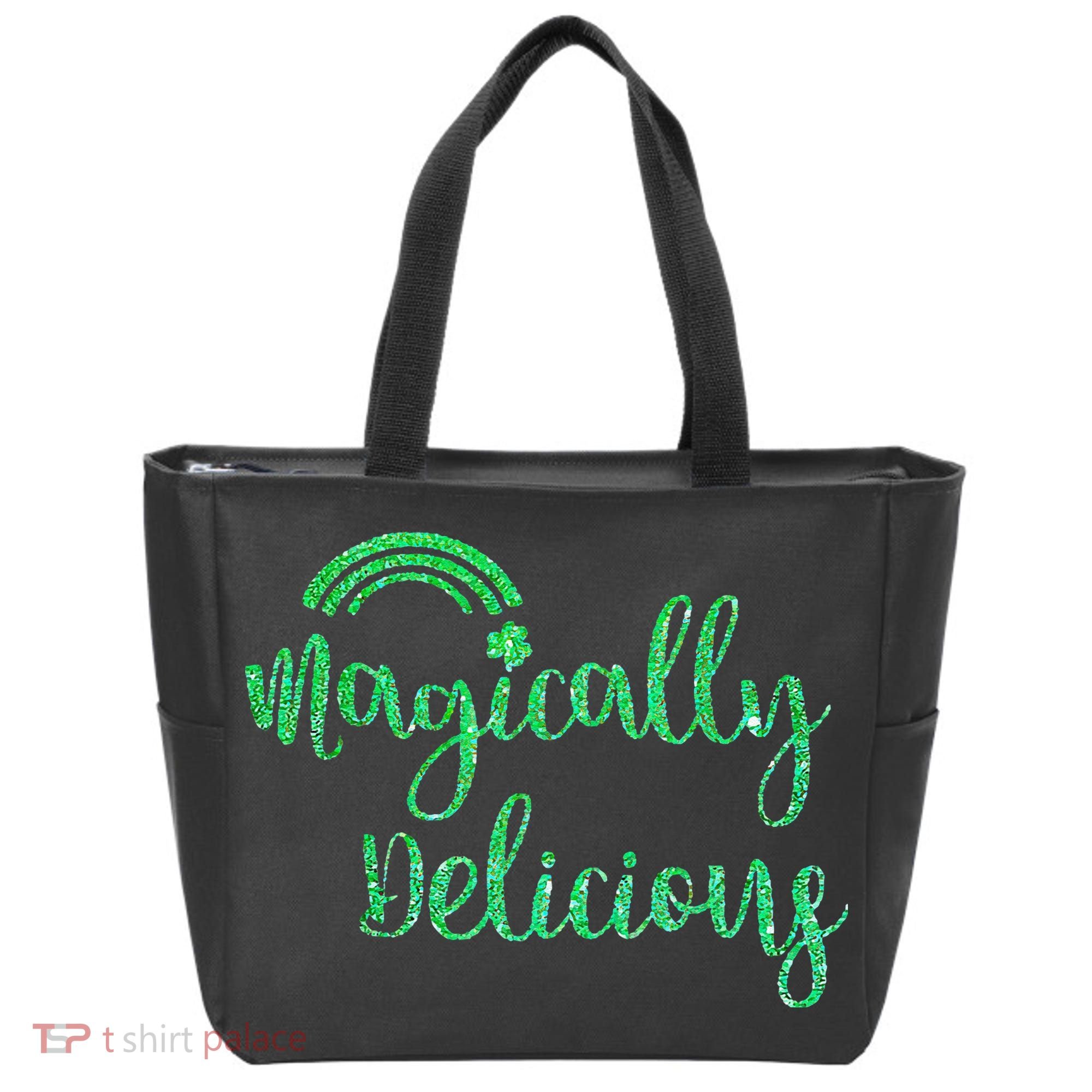 Glitter Magically Delicious Rainbow Shamrock St Patrick's Tote Bag