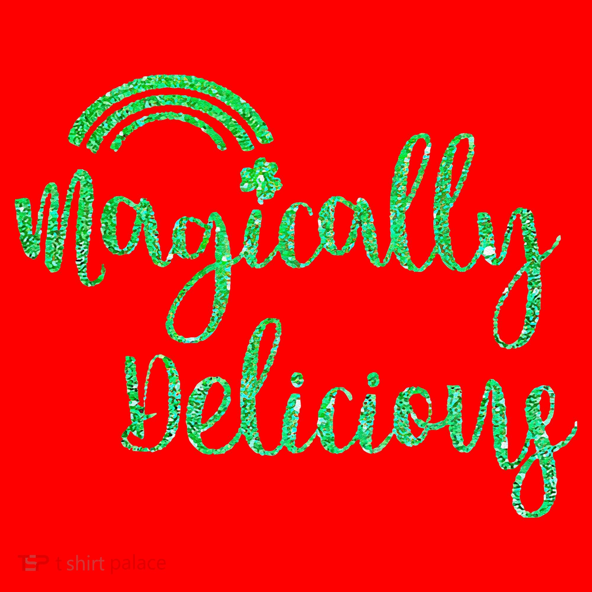 Glitter Magically Delicious Rainbow Shamrock St Patrick's Santa Hat