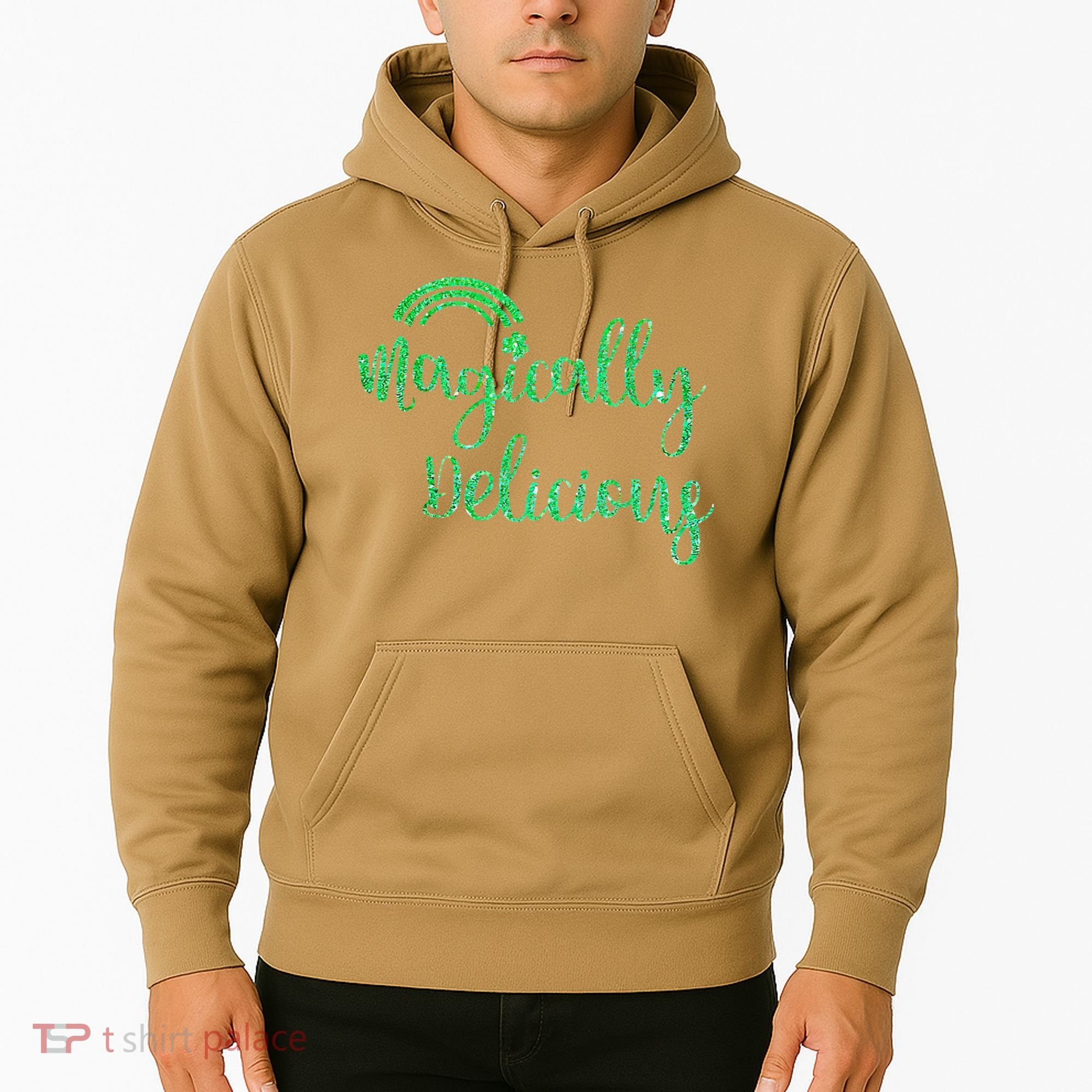 Glitter Magically Delicious Rainbow Shamrock St Patrick's Hoodie