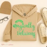Glitter Magically Delicious Rainbow Shamrock St Patrick's Hoodie thumb 4