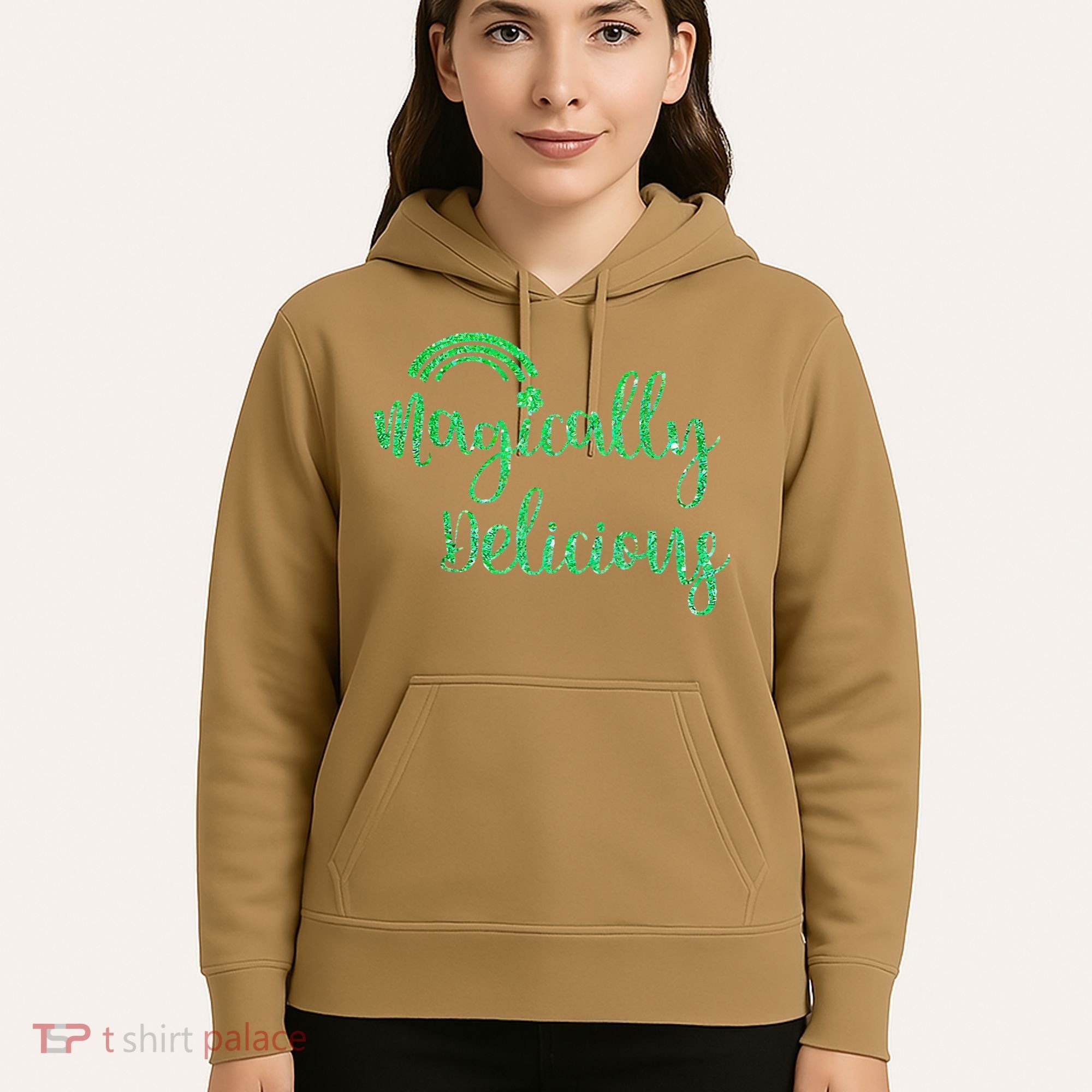 Glitter Magically Delicious Rainbow Shamrock St Patrick's Hoodie