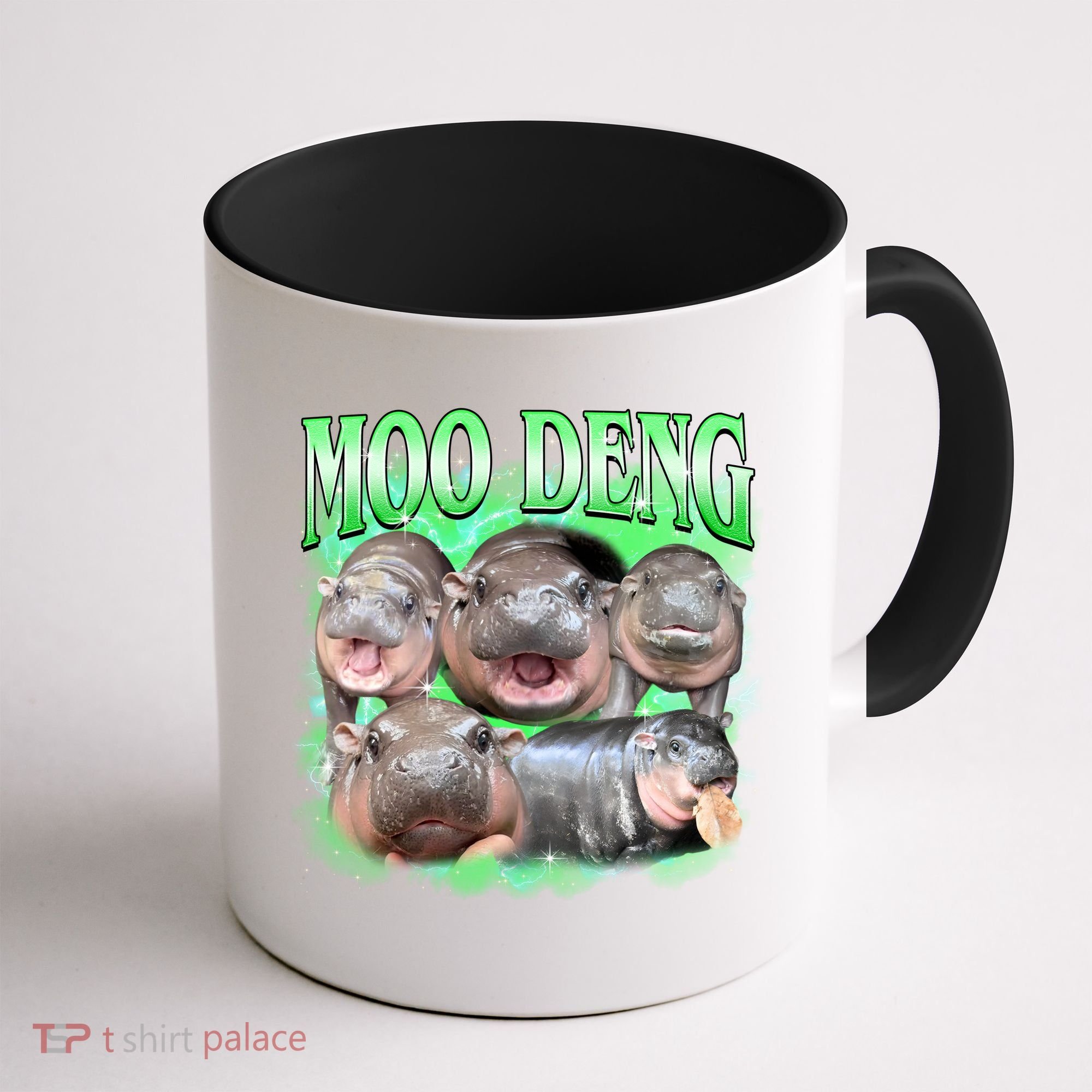Green Moo Deng Meme Hippo Coffee Mug