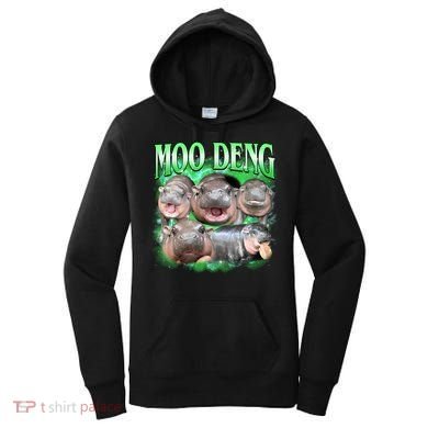 Green Moo Deng Meme Hippo Women's Hoodie
