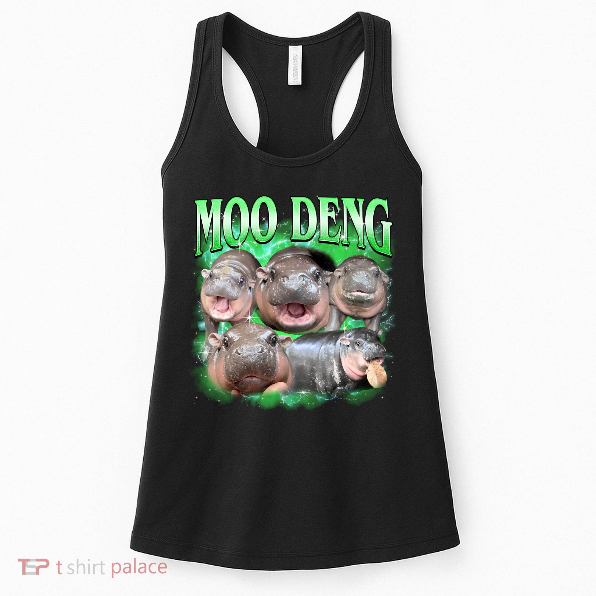 Green Moo Deng Meme Hippo Women's Tank Top