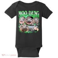 Green Moo Deng Meme Hippo Baby Bodysuit thumb 0