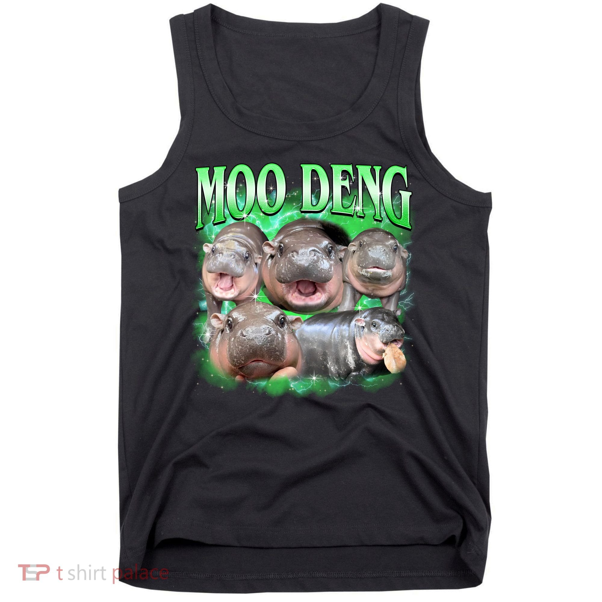 Green Moo Deng Meme Hippo Tank Top