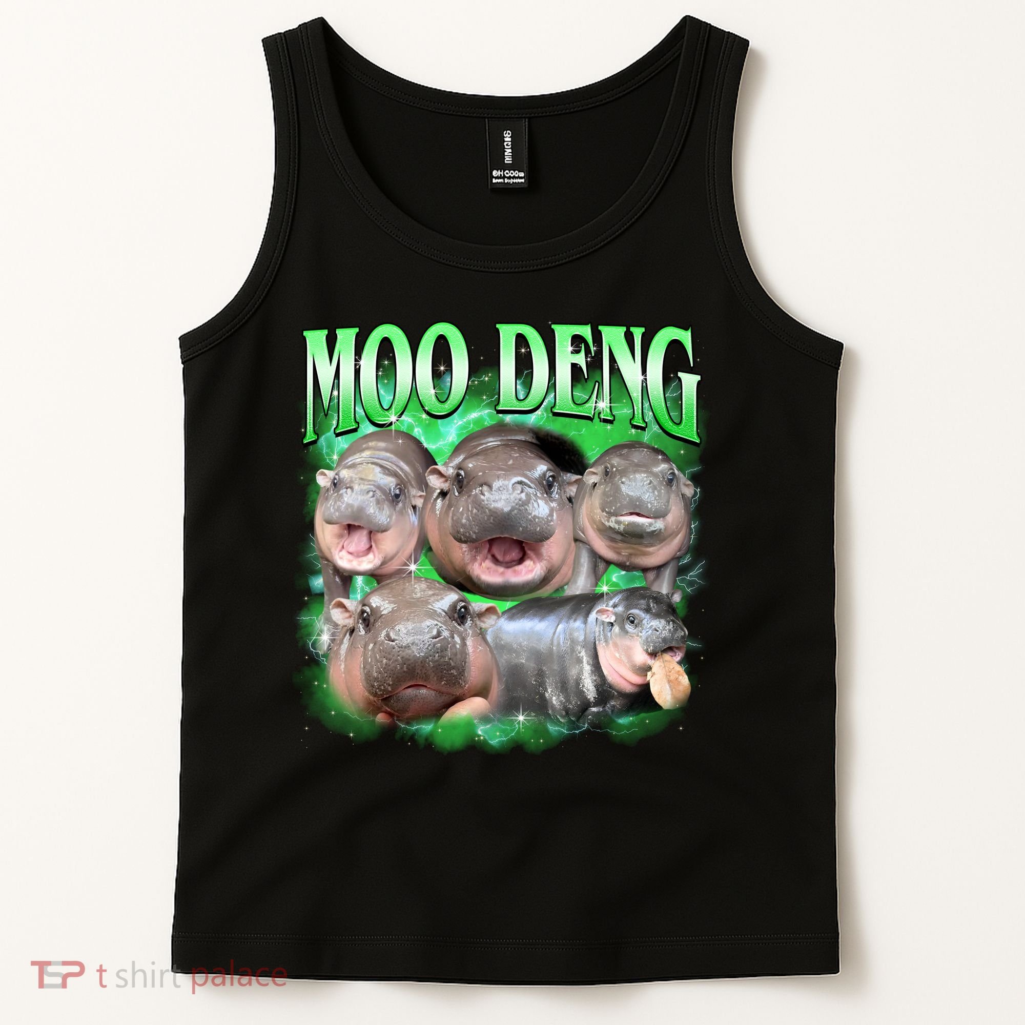 Green Moo Deng Meme Hippo Tank Top