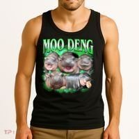 Green Moo Deng Meme Hippo Tank Top thumb 3