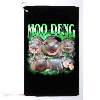 Green Moo Deng Meme Hippo Golf Towel
