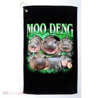 Green Moo Deng Meme Hippo Golf Towel thumb 0