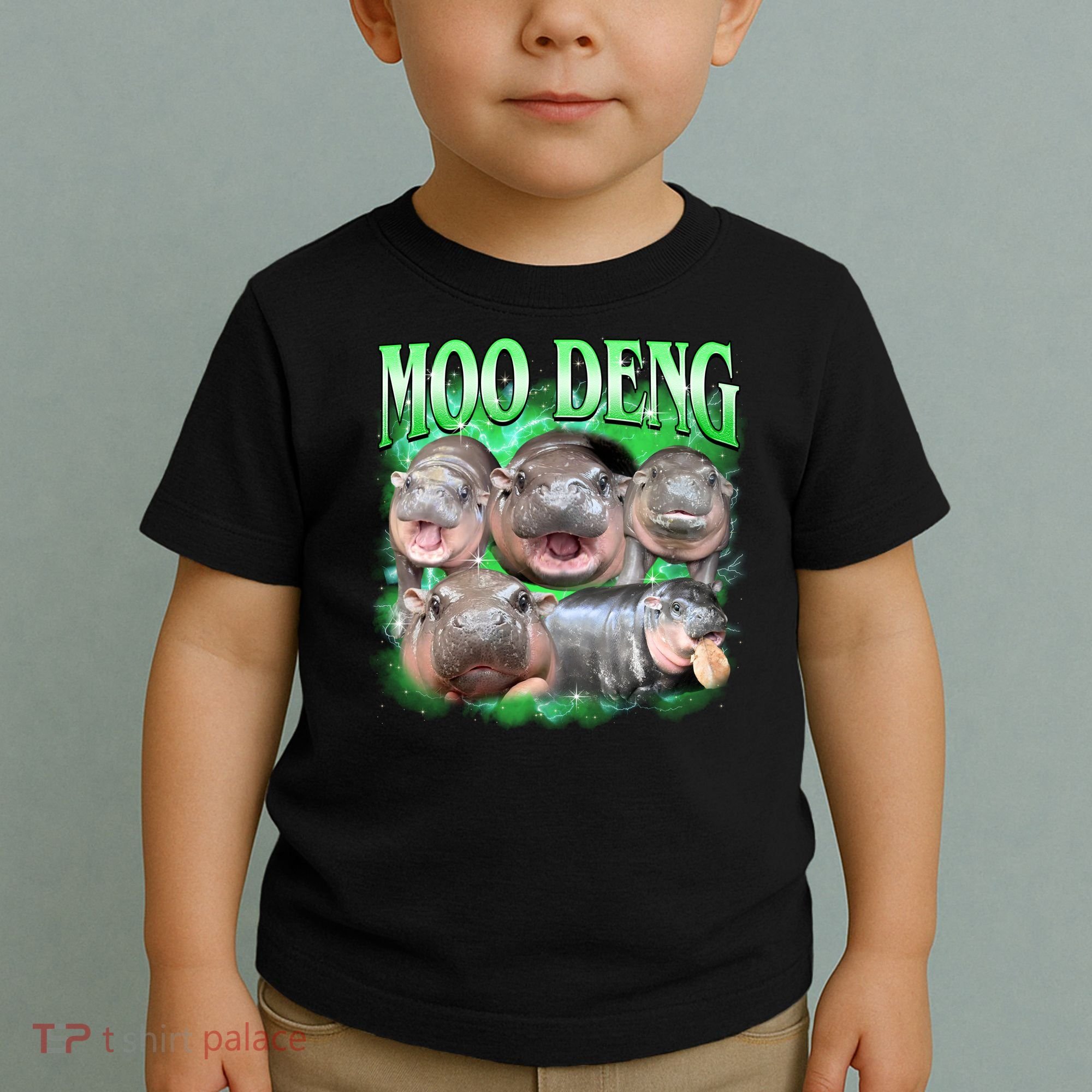 Green Moo Deng Meme Hippo Toddler T-Shirt