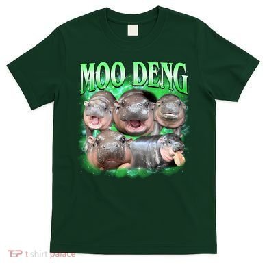 Green Moo Deng Meme Hippo T-Shirt
