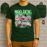 Green Moo Deng Meme Hippo T-Shirt thumb 6