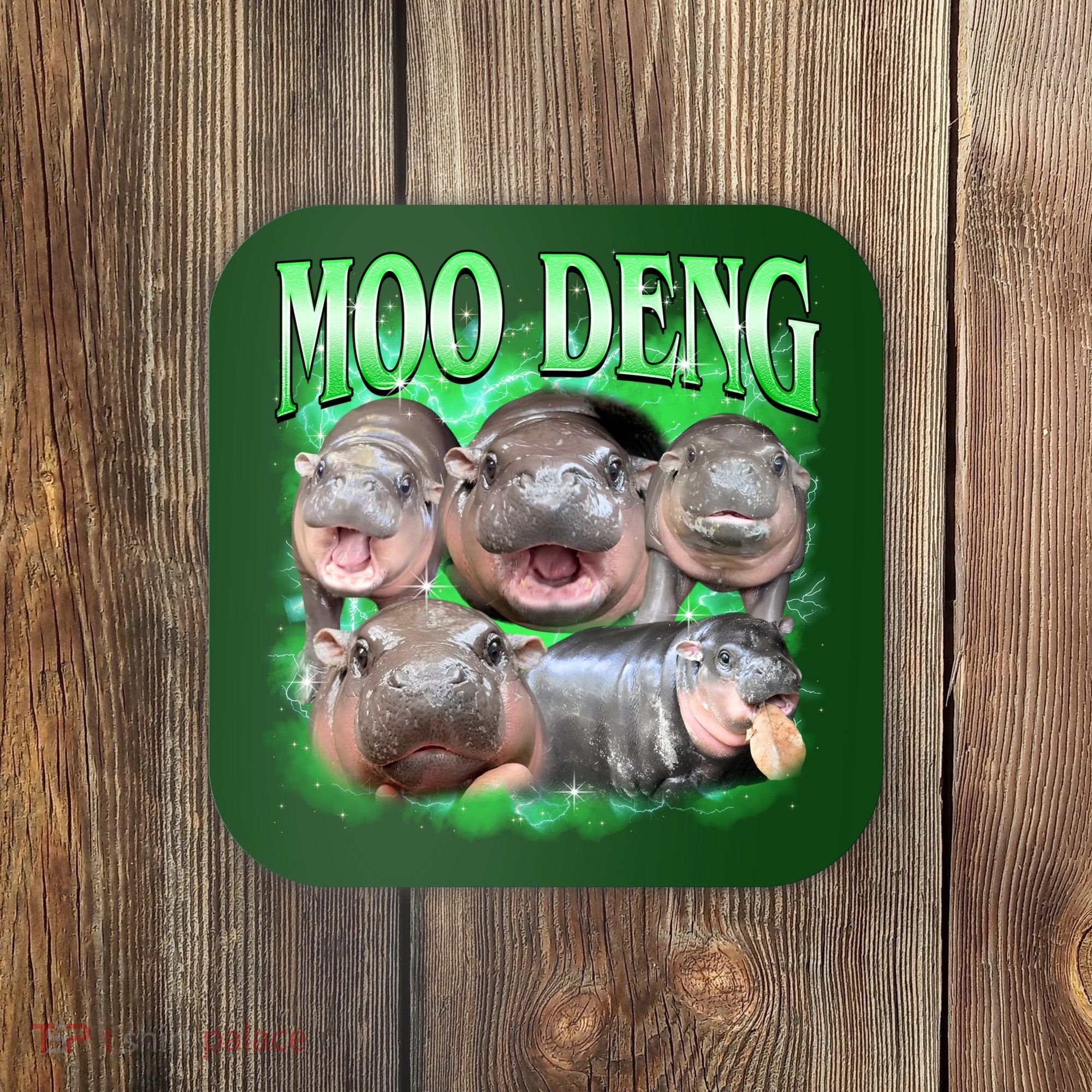 Green Moo Deng Meme Hippo Coaster