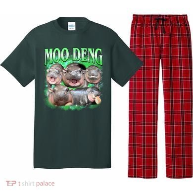 Green Moo Deng Meme Hippo Pajama Set