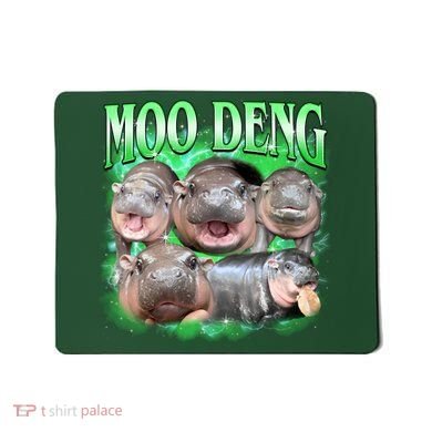 Green Moo Deng Meme Hippo Mousepad