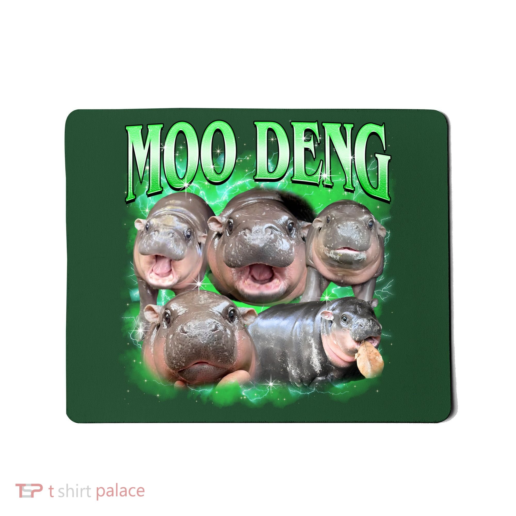 Green Moo Deng Meme Hippo Mousepad