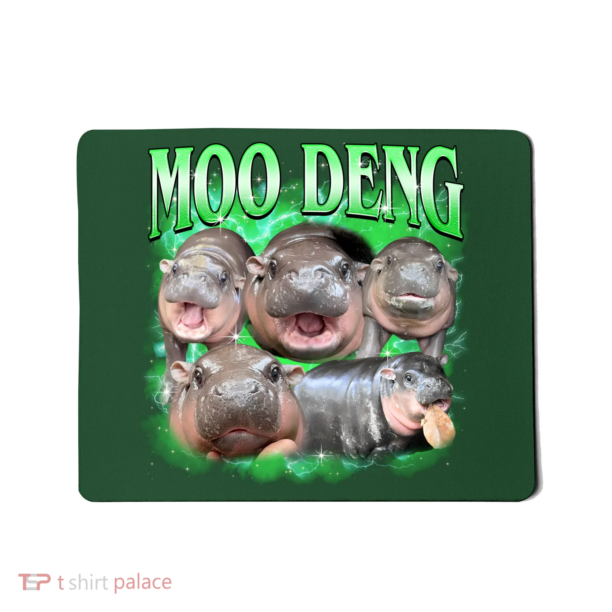 Green Moo Deng Meme Hippo Mousepad